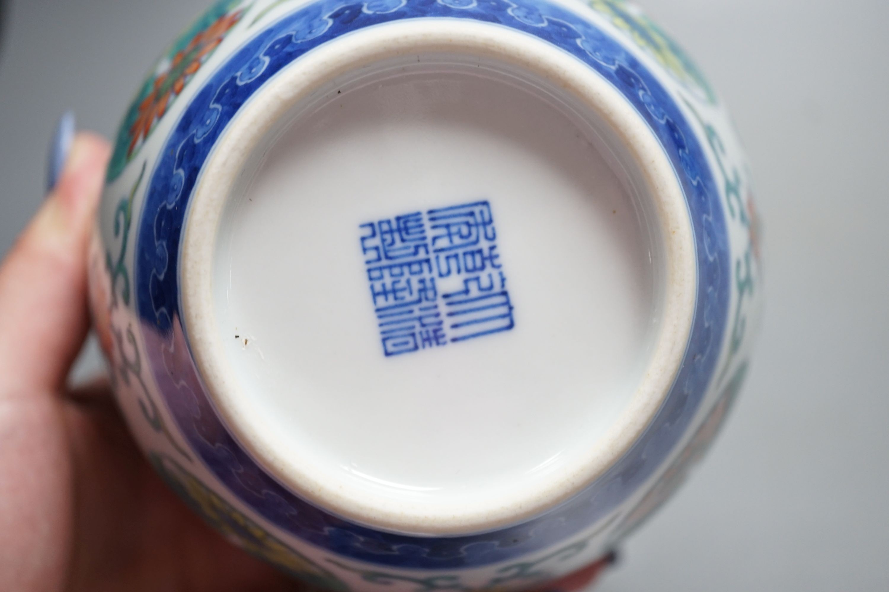 A Chinese doucai medallion jar, Qianlong mark